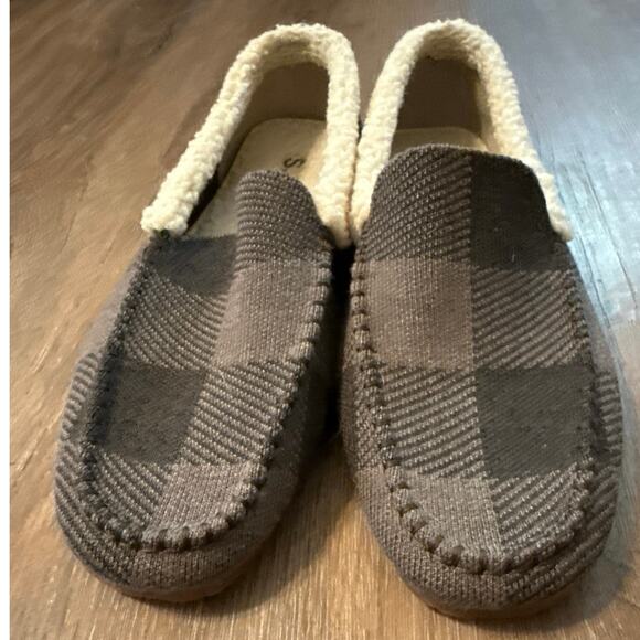 Rothy’s Brown Buffalo Check Merino Wool Mens Slipper Shoe 9 Sherpa Comfort Soft - Picture 11 of 11